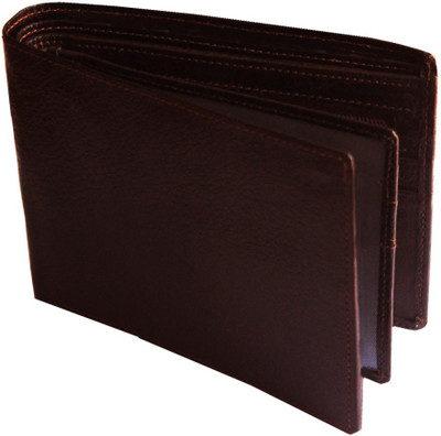 Rich & Famous Men Brown Genuine Leather Wallet(10 Card Slots), Chocolate brown