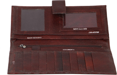 

C Comfort Men Brown Genuine Leather Wallet(13 Card Slots)