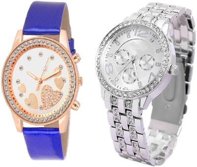 COSMIC Rhinestone Studded Analog silver Dial artificial chronograph with QUEEN OF HEARTS SL-0068 SUPER BEAUTIFUL DIAMOND STUDDED ladies party wear Watch  - For Women   Watches  (COSMIC)