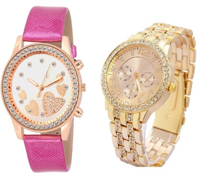 COSMIC Rhinestone Studded Analog GOLD Dial artificial chronograph WITH QUEEN OF HEARTSSOOMS SL-0068 SUPER BEAUTIFUL DIAMOND STUDDED LADIES PARTY WEAR Watch  - For Women   Watches  (COSMIC)