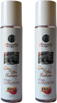 DSP White London Car Freshener Spray 2 in 1 White London Air Freshener Combo Pack of 2 (250ML Each)(2 x 250 ml)