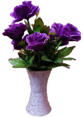 

A2Z Street Purple Rose Artificial Flower with Pot(20.2 inch, Pack of 1)