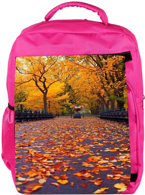 

Snoogg Eco Friendly Canvas New York Autumn Park Backpack Rucksack School Travel Unisex Casual Canvas Bag Bookbag Satchel 5 L Backpack(Pink)