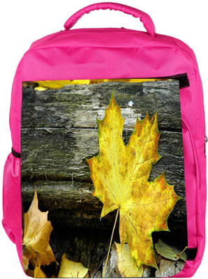 

Snoogg Eco Friendly Canvas Yellow Leaf Designer Backpack Rucksack School Travel Unisex Casual Canvas Bag Bookbag Satchel 5 L Backpack(Pink)