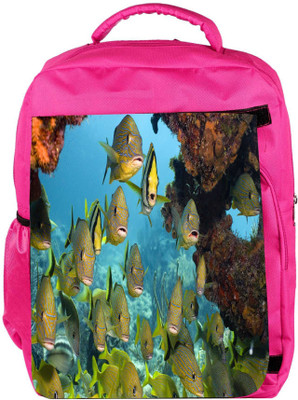 

Snoogg Eco Friendly Canvas Group Of Fish Designer Backpack Rucksack School Travel Unisex Casual Canvas Bag Bookbag Satchel 5 L Backpack(Pink)