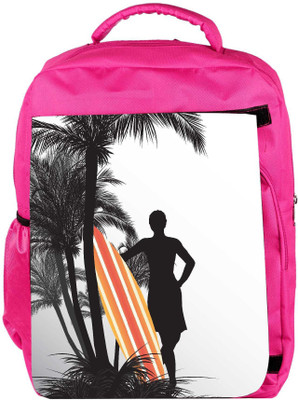 

Snoogg Eco Friendly Canvas Tropical Illustration Backpack Rucksack School Travel Unisex Casual Canvas Bag Bookbag Satchel 5 L Backpack(Pink)