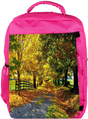 

Snoogg Eco Friendly Canvas Garden Trees And Way Designer Backpack Rucksack School Travel Unisex Casual Canvas Bag Bookbag Satchel 5 L Backpack(Pink)
