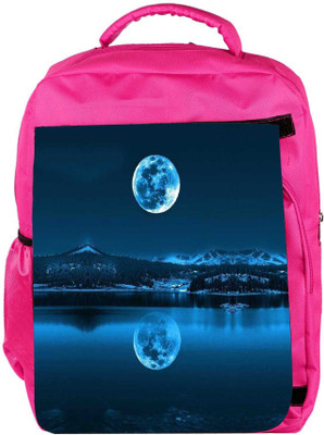 

Snoogg Eco Friendly Canvas Full Moon Reflection Backpack Rucksack School Travel Unisex Casual Canvas Bag Bookbag Satchel 5 L Backpack(Pink)