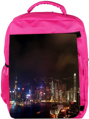 

Snoogg Eco Friendly Canvas Colorful City At Night Designer Backpack Rucksack School Travel Unisex Casual Canvas Bag Bookbag Satchel 5 L Backpack(Pink)