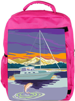 

Snoogg Eco Friendly Canvas Sailboat Retro Backpack Rucksack School Travel Unisex Casual Canvas Bag Bookbag Satchel 5 L Backpack(Pink)
