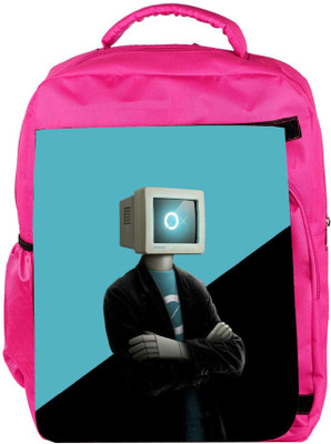 

Snoogg Eco Friendly Canvas Monitor Head Man 2880 Backpack Rucksack School Travel Unisex Casual Canvas Bag Bookbag Satchel 5 L Backpack(Pink)