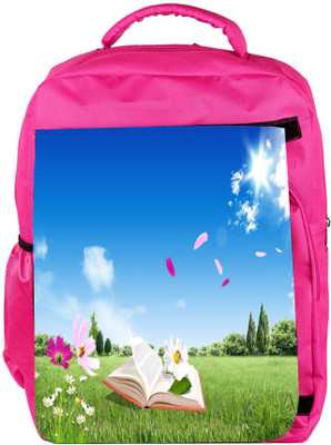

Snoogg Eco Friendly Canvas Open Book Designer Backpack Rucksack School Travel Unisex Casual Canvas Bag Bookbag Satchel 5 L Backpack(Pink)