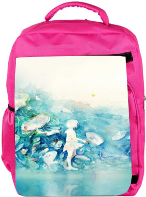 

Snoogg Eco Friendly Canvas Watercolor-Blue-Girl Designer Backpack Rucksack School Travel Unisex Casual Canvas Bag Bookbag Satchel 5 L Backpack(Pink)