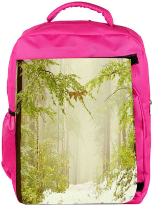 

Snoogg Eco Friendly Canvas Snowfall In Forest Designer Backpack Rucksack School Travel Unisex Casual Canvas Bag Bookbag Satchel 5 L Backpack(Pink)