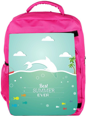 

Snoogg Eco Friendly Canvas Summer Vector Illustration With Fishes Clouds Sun Palm Trees Sea Islandsky Backpack Rucksack School Travel Unisex Casual Canvas Bag Bookbag Satchel 5 L Backpack(Pink)
