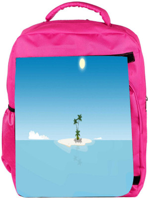 

Snoogg Eco Friendly Canvas Small Island Designer Backpack Rucksack School Travel Unisex Casual Canvas Bag Bookbag Satchel 5 L Backpack(Pink)