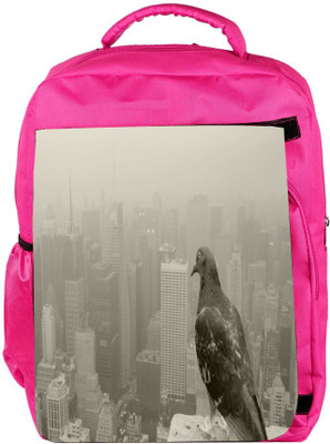 

Snoogg Eco Friendly Canvas Empire State Pigeon Designer Backpack Rucksack School Travel Unisex Casual Canvas Bag Bookbag Satchel 5 L Backpack(Pink)