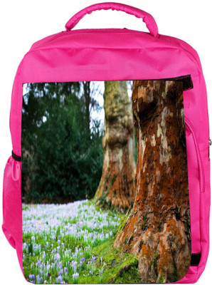 

Snoogg Eco Friendly Canvas Small White Flowers Designer Backpack Rucksack School Travel Unisex Casual Canvas Bag Bookbag Satchel 5 L Backpack(Pink)