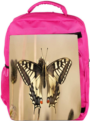 

Snoogg Eco Friendly Canvas Black Butterfly Designer Backpack Rucksack School Travel Unisex Casual Canvas Bag Bookbag Satchel 5 L Backpack(Pink)