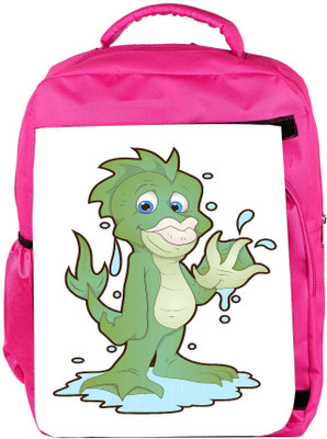 

Snoogg Eco Friendly Canvas Cute Water Monster Cartoon Character Backpack Rucksack School Travel Unisex Casual Canvas Bag Bookbag Satchel 5 L Backpack(Pink)