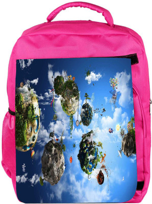 

Snoogg Eco Friendly Canvas Animated Planets Designer Backpack Rucksack School Travel Unisex Casual Canvas Bag Bookbag Satchel 5 L Backpack(Pink)
