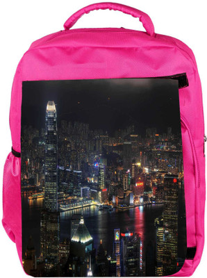 

Snoogg Eco Friendly Canvas City Night View Designer Backpack Rucksack School Travel Unisex Casual Canvas Bag Bookbag Satchel 5 L Backpack(Pink)
