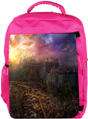 

Snoogg Eco Friendly Canvas Destroyed City Designer Backpack Rucksack School Travel Unisex Casual Canvas Bag Bookbag Satchel 5 L Backpack(Pink)