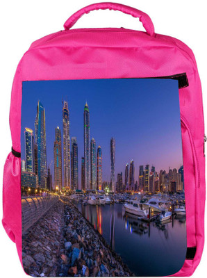 

Snoogg Eco Friendly Canvas Yourd Side Lake In Dubai Designer Backpack Rucksack School Travel Unisex Casual Canvas Bag Bookbag Satchel 5 L Backpack(Pink)
