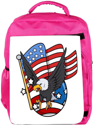 

Snoogg Eco Friendly Canvas Eagle And Us Flag Celebration Patriotic Design Backpack Rucksack School Travel Unisex Casual Canvas Bag Bookbag Satchel 5 L Backpack(Pink)