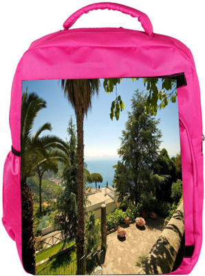 

Snoogg Eco Friendly Canvas Brown Houses Designer Backpack Rucksack School Travel Unisex Casual Canvas Bag Bookbag Satchel 5 L Backpack(Pink)