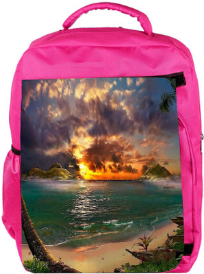 

Snoogg Eco Friendly Canvas Sea Side View Designer Backpack Rucksack School Travel Unisex Casual Canvas Bag Bookbag Satchel 5 L Backpack(Pink)