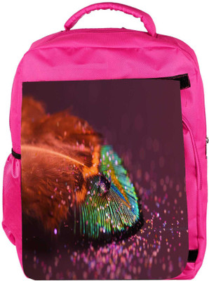 

Snoogg Eco Friendly Canvas Peacock Feather Drops Backpack Rucksack School Travel Unisex Casual Canvas Bag Bookbag Satchel 5 L Backpack(Pink)