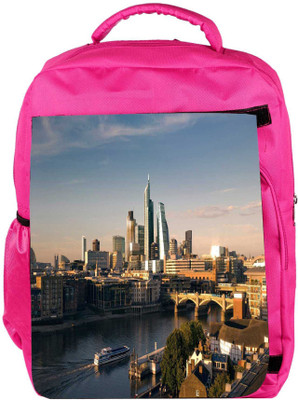 

Snoogg Eco Friendly Canvas Lake Side Buildings Designer Backpack Rucksack School Travel Unisex Casual Canvas Bag Bookbag Satchel 5 L Backpack(Pink)