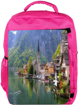 

Snoogg Eco Friendly Canvas House And Small Boat Designer Backpack Rucksack School Travel Unisex Casual Canvas Bag Bookbag Satchel 5 L Backpack(Pink)