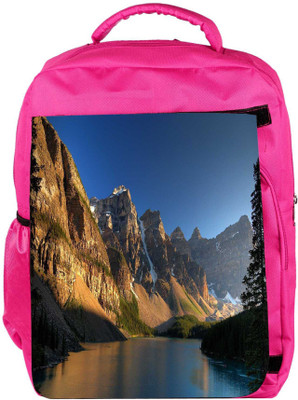 

Snoogg Eco Friendly Canvas Brown Mountain Designer Backpack Rucksack School Travel Unisex Casual Canvas Bag Bookbag Satchel 5 L Backpack(Pink)