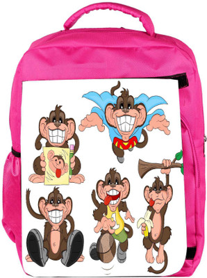 

Snoogg Eco Friendly Canvas Monkey Vectors Backpack Rucksack School Travel Unisex Casual Canvas Bag Bookbag Satchel 5 L Backpack(Pink)
