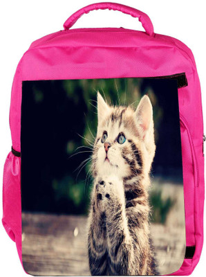 

Snoogg Eco Friendly Canvas Cat Praying Designer Backpack Rucksack School Travel Unisex Casual Canvas Bag Bookbag Satchel 5 L Backpack(Pink)