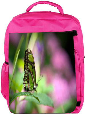 

Snoogg Eco Friendly Canvas Green Butterfly Designer Backpack Rucksack School Travel Unisex Casual Canvas Bag Bookbag Satchel 5 L Backpack(Pink)