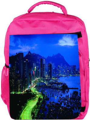 

Snoogg Eco Friendly Canvas City At Night Designer Backpack Rucksack School Travel Unisex Casual Canvas Bag Bookbag Satchel 5 L Backpack(Pink)