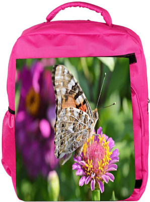 

Snoogg Eco Friendly Canvas Multicolor Butterfly In Pink Flower Designer Backpack Rucksack School Travel Unisex Casual Canvas Bag Bookbag Satchel 5 L Backpack(Pink)