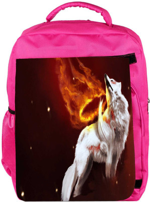 

Snoogg Eco Friendly Canvas White Wolf Designer Backpack Rucksack School Travel Unisex Casual Canvas Bag Bookbag Satchel 5 L Backpack(Pink)