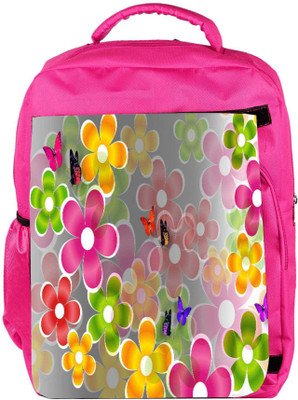 

Snoogg Eco Friendly Canvas Multicolored Daisies And Butterflies 2663 Backpack Rucksack School Travel Unisex Casual Canvas Bag Bookbag Satchel 5 L Backpack(Pink)