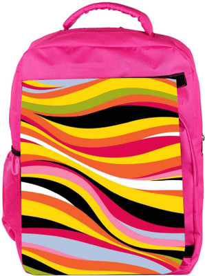 

Snoogg Eco Friendly Canvas Colorful Waves 2771 Backpack Rucksack School Travel Unisex Casual Canvas Bag Bookbag Satchel 5 L Backpack(Pink)