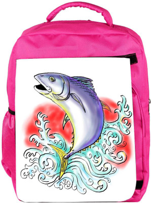 

Snoogg Eco Friendly Canvas Bluefin Tuna Jumping With Waves Backpack Rucksack School Travel Unisex Casual Canvas Bag Bookbag Satchel 5 L Backpack(Pink)
