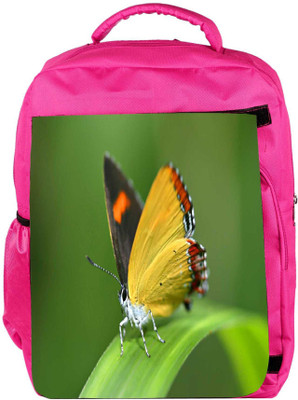 

Snoogg Eco Friendly Canvas Yellow Butterfly Designer Backpack Rucksack School Travel Unisex Casual Canvas Bag Bookbag Satchel 5 L Backpack(Pink)