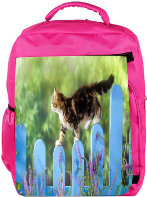 

Snoogg Eco Friendly Canvas Cat Walking Designer Backpack Rucksack School Travel Unisex Casual Canvas Bag Bookbag Satchel 5 L Backpack(Pink)
