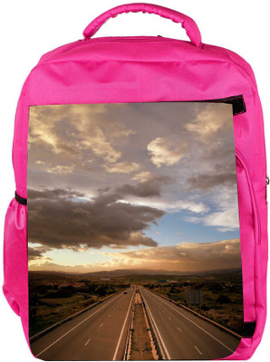 

Snoogg Eco Friendly Canvas Cloudy Sunset Over Highway Backpack Rucksack School Travel Unisex Casual Canvas Bag Bookbag Satchel 5 L Backpack(Pink)