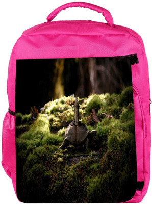 

Snoogg Eco Friendly Canvas Small Tortoise Designer Backpack Rucksack School Travel Unisex Casual Canvas Bag Bookbag Satchel 5 L Backpack(Pink)