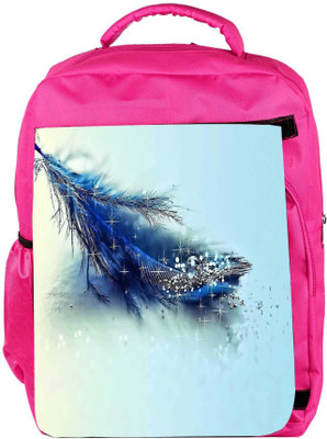 

Snoogg Eco Friendly Canvas Blue Feather And Glitter Designer Backpack Rucksack School Travel Unisex Casual Canvas Bag Bookbag Satchel 5 L Backpack(Pink)