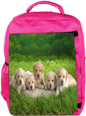 

Snoogg Eco Friendly Canvas Puppies Designer Backpack Rucksack School Travel Unisex Casual Canvas Bag Bookbag Satchel 5 L Backpack(Pink)
